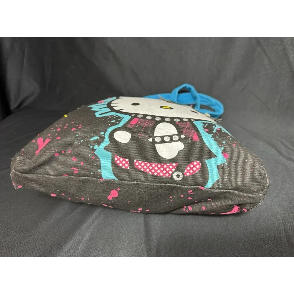 2013 Sanrio Hello Kitty Punk Rock Tote Bag Kawaii Goth Skull Bow Splatter Print